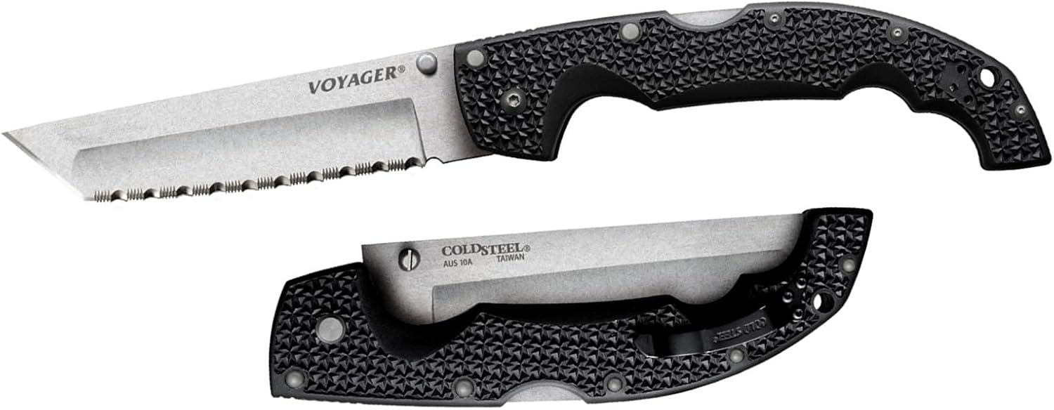 COLD STEEL XL Voyager 5.5 AUS10A Tanto Folding Knife with Griv-Ex Handle & Tri-Ad Lock