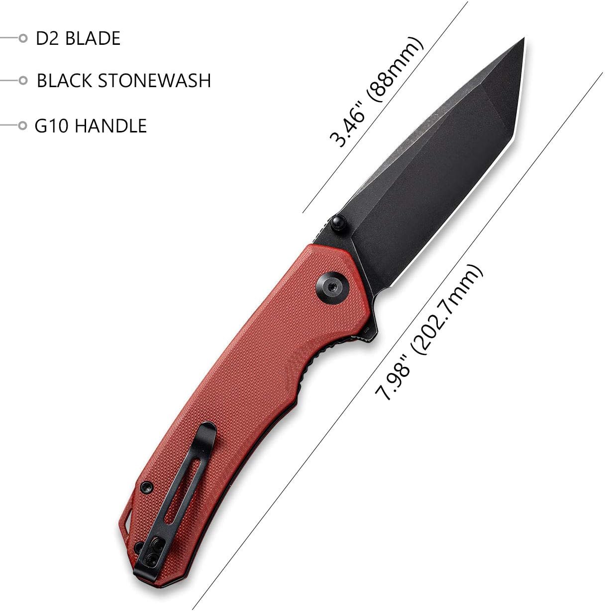 CIVIVI Brazen Folding Pocket Knife D2 Tanto Blade