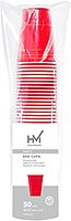 Highmark Plastic Cups, 16 Oz., Red/White, Pack Of 50, 7-35854-29279-9