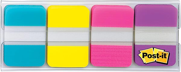 Post-it Tabs, 1 in. x 1.5 in., 1 Pack, 88 Tabs/Pack, Assorted Colors, Back to School Supplies for Students, Tabs for Textbooks and Notebooks