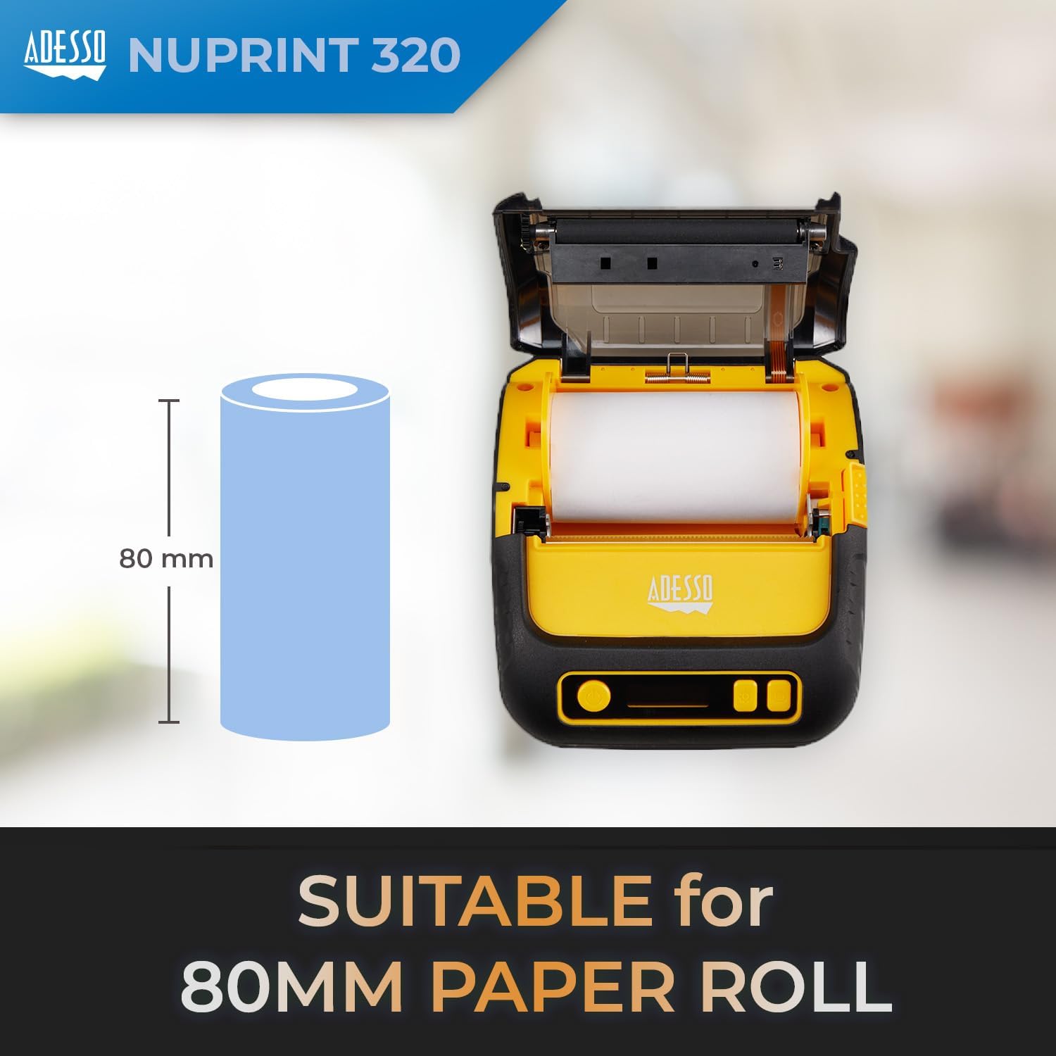 3" 80mm Portable Bluetooth Thermal Printer - High-Speed 90mm/s, Compatible with Android, iOS, Windows - Anti-Drop