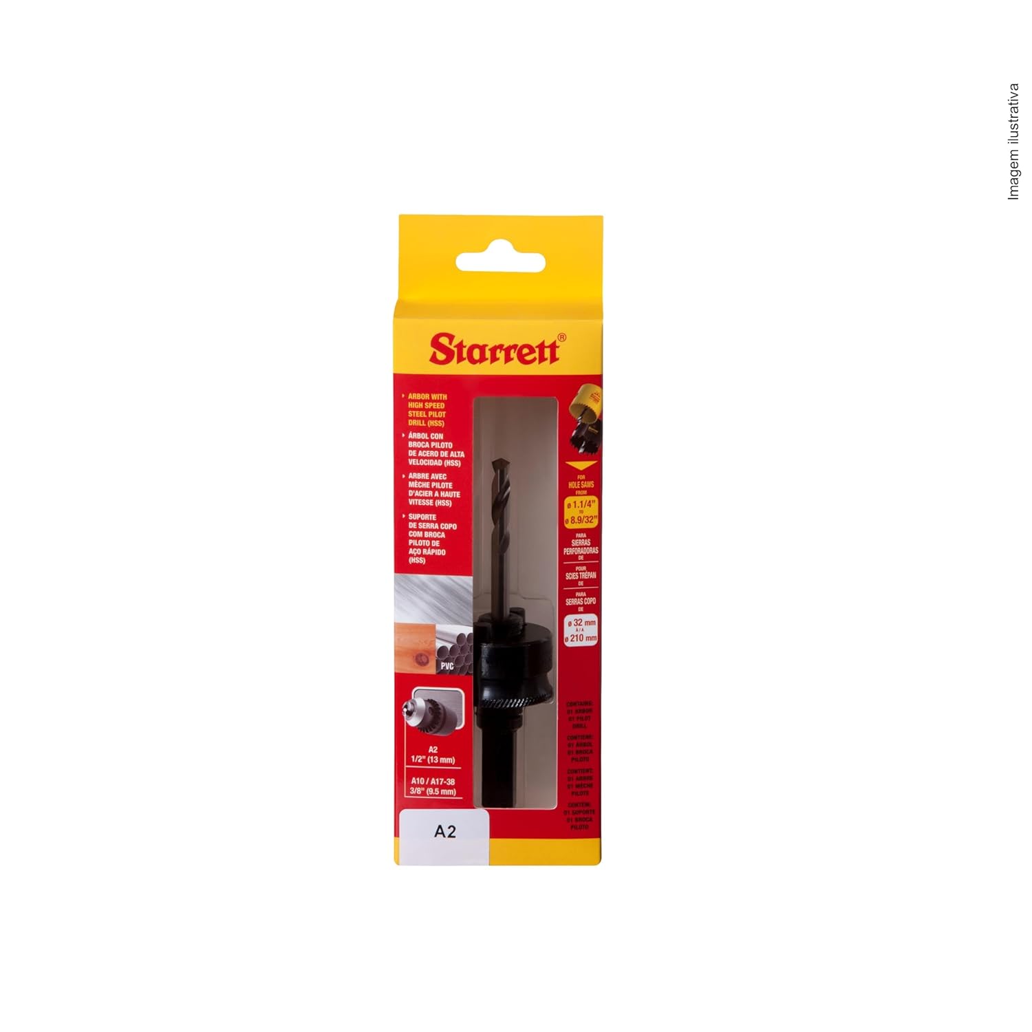 Starrett Arbor with Pilot Drill - 7/16" Hex Shank Hole Saw Arbor - A2