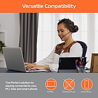 Spracht ZumBT Single Ear Wireless Bluetooth Mobile Office Headset with Base, Adapter