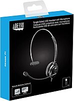 Xtream P1 Single-Sided USB Wired Headset with Adjustable Noise Canceling Microphone, Black
