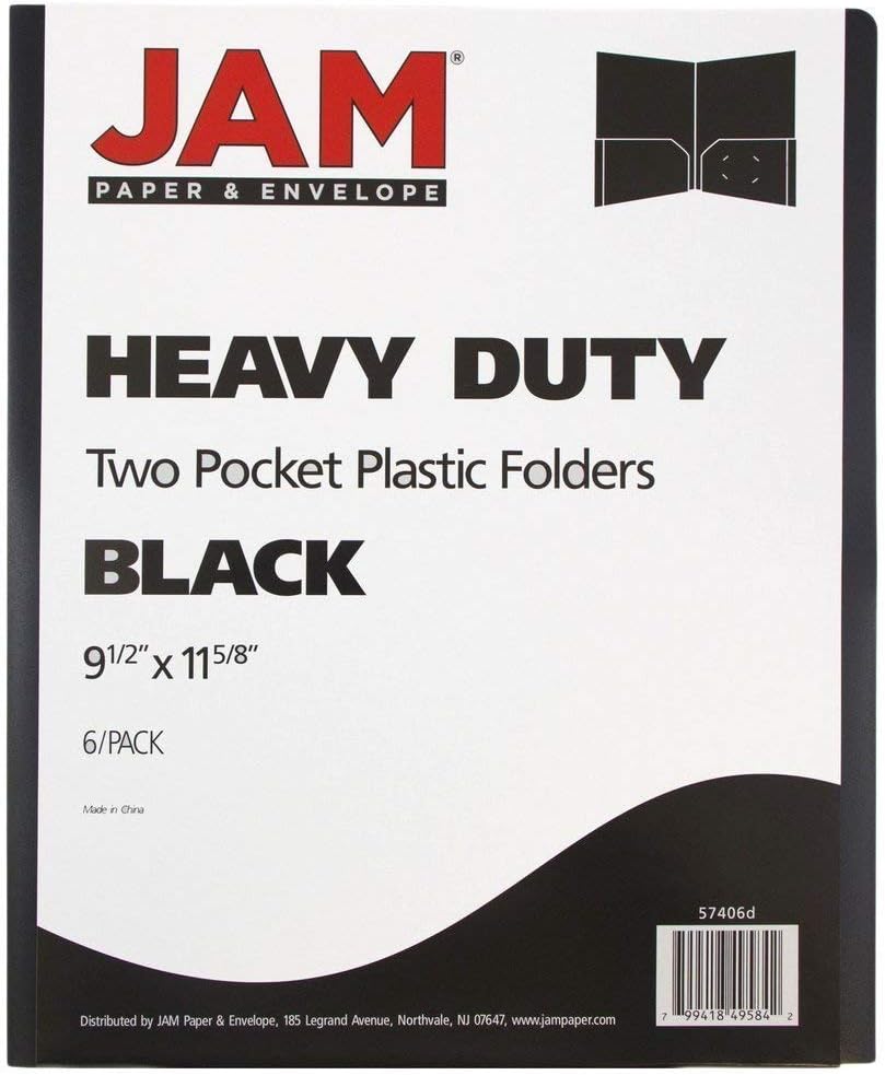 JAM Paper Heavy-Duty 2-Pocket Plastic Presentation Folders - Letter Size