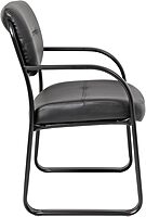 Boss Office Products Leather Sled Base Side Guest Chair, Black