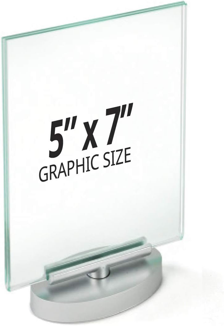 Azar Displays 2-Sided Revolving Acrylic Vertical Sign Holders, 7in x 5in, Clear, Pack Of 2 Holders