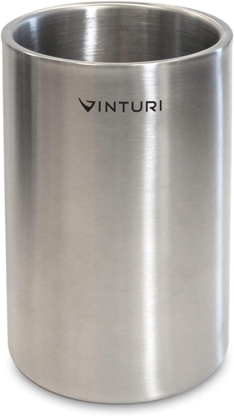Vinturi V9073 Stainless Steel Double Walled Wine and Champagne Cooler No Ice Required, Silver, Medium