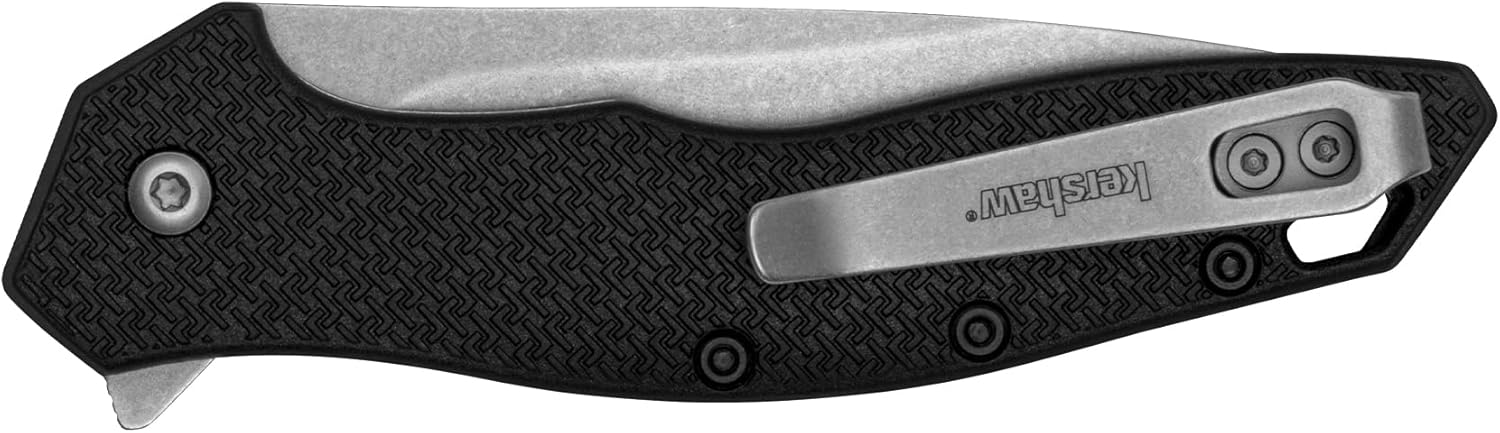Kershaw Shoreline Pocket Knife, All Purpose 3 inch Blade, Deep Carry Pocketclip,BLACK
