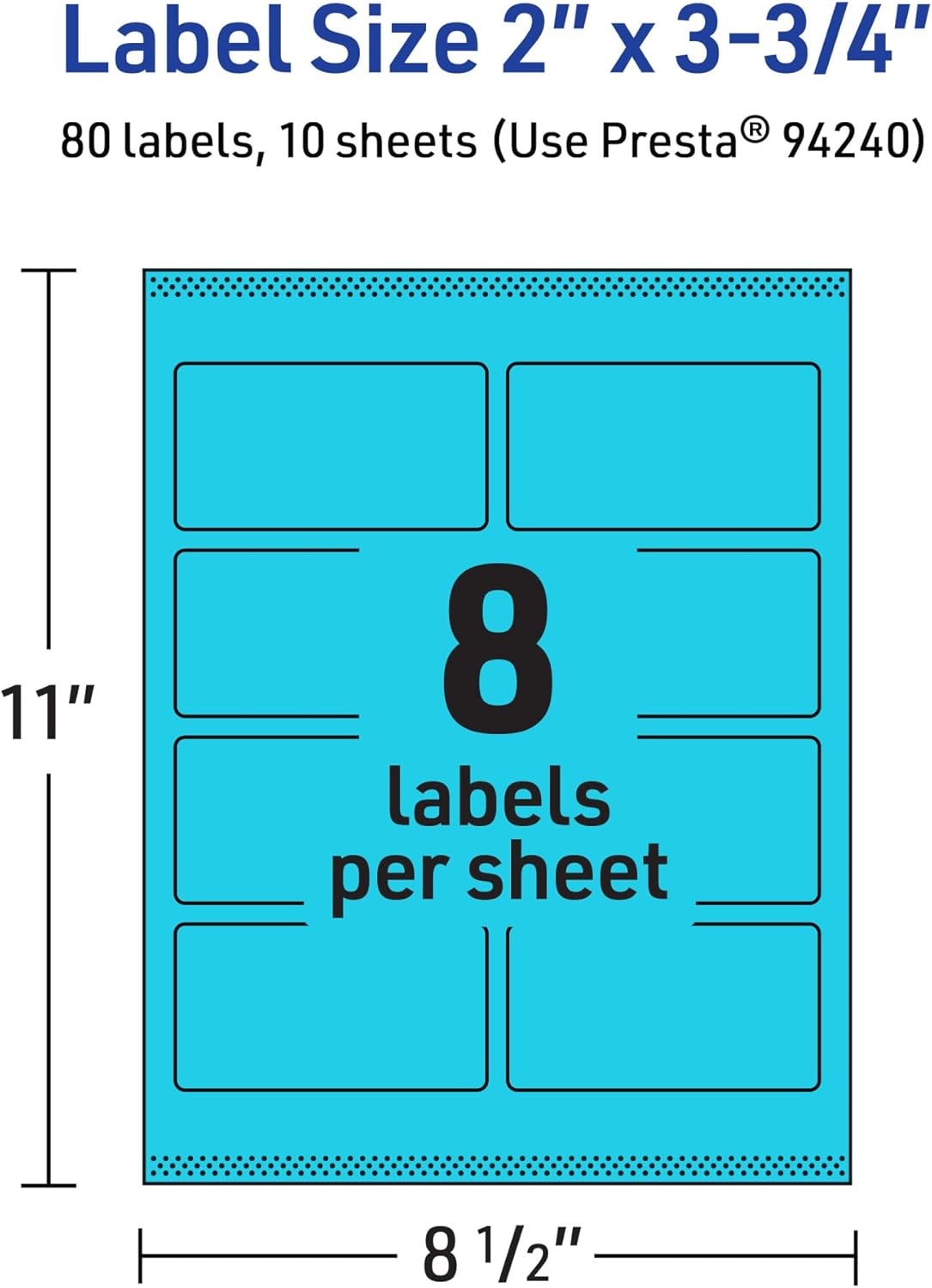 Avery Print-To-The-Edge Labels With Sure Feed Technology And Easy Peel, 94240-BBP10, Rectangle, 2in x 3-3/4in