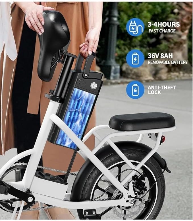 WINDHORSE Folding Electric Bike with 350W High Speed Motor| 36V 8AH Battery|W2B white| 40 KM/H Speed| 35 KM Range| Dual Disk Brakes| Carbon Alloy Frame and 16 Inches Tires| Front Suspension Fort WINDHORSE Folding Electric Bike with 350W High Speed Motor| 36V 8AH Battery|W2B white| 40 KM/H Speed| 35 KM Range| Dual Disk Brakes| Carbon Alloy Frame and 16 Inches Tires| Front Suspension Fort