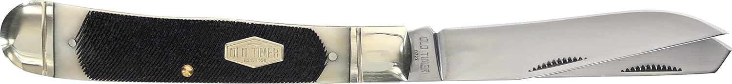 Old Timer 95OTB Genuine Bone Large Gunstock Trapper 7.3in S.S. Traditional Folding Knife with 3.1in Clip Point and Bone