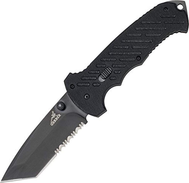 Gerber Gear 06 FAST Pocket Knife - Serrated Edge Tanto Folding Knife with Quick One-Hand Opening - Black