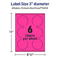 Avery Printable Round Labels, Sure Feed Technology, 3" Diameter, Neon Magenta, Print-to-The-Edge, Laser/Inkjet Printable