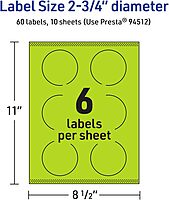 Avery Printable Round Labels, Sure Feed Technology, 2-3/4" Diameter, Bright Green, Print-to-the-Edge, Laser/Inkjet Printable