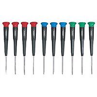 General Tools 690 Precision Screwdrivers, Set of 10, Color-Coded Slotted, Phillips and Torx Bits with Swivel Heads