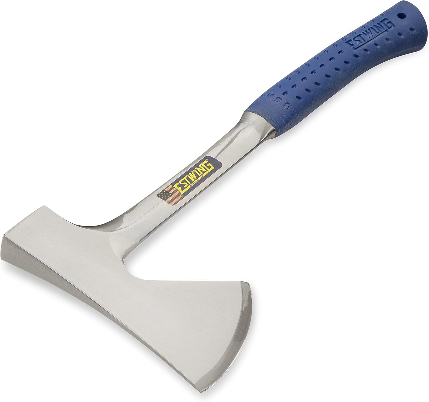 ESTWING Camper's Axe - 16" Hatchet with Forged Steel Construction & Shock Reduction Grip - E44A 16" Blue