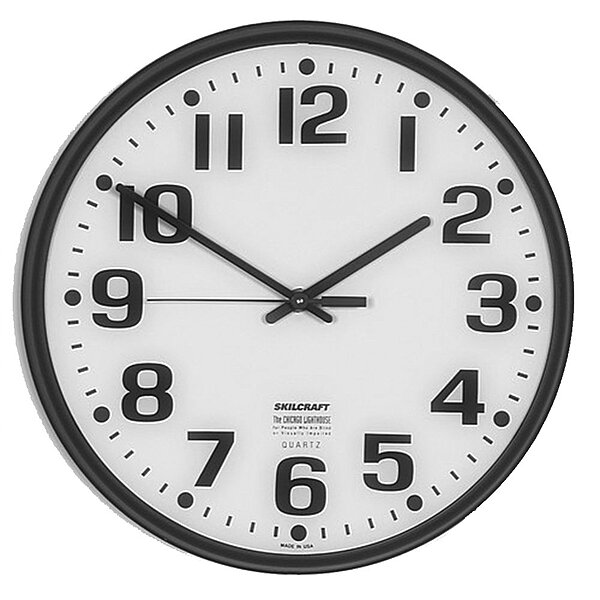 Quartz Wall Clock Slimline - Plastic Frame - 12-3/4" Diameter - Black Case/White Face, 6645-01-389-7944
