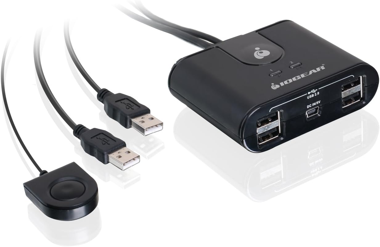 IOGEAR 2x4 USB Peripheral Sharing Switch - Share 4 USB Devices Between 2 Computers