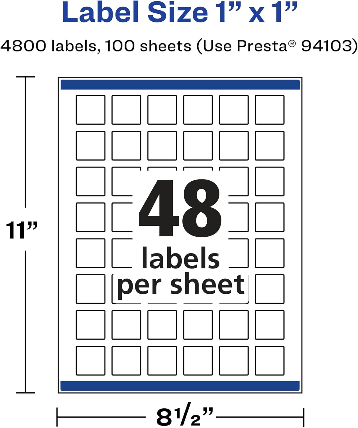 AVERY Glossy Clear Square Labels, Sure Feed Technology, 1" x 1", Print-to-The-Edge, Laser/Inkjet Printable