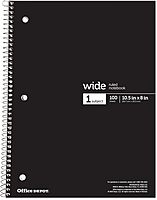 Office Depot® Wirebound Notebooks, 8" x 10-1/2", 1 Subject, Wide Ruled, 100 Sheets, Assorted Colors, Pack Of 6 Notebooks