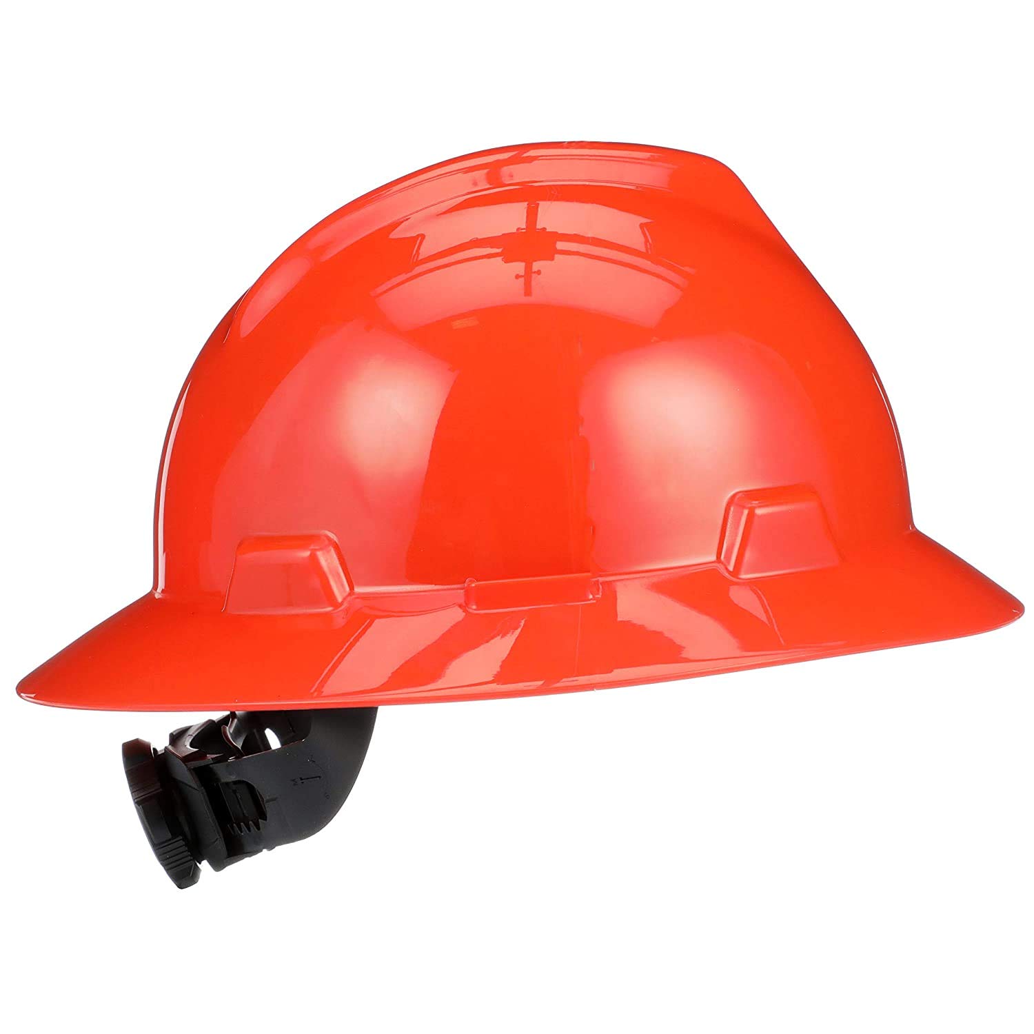 MSA 496075 V-Gard Full-Brim Hard Hat With Fas-Trac III Ratchet Suspension | Polyethylene Shell, Superior Impact Protection