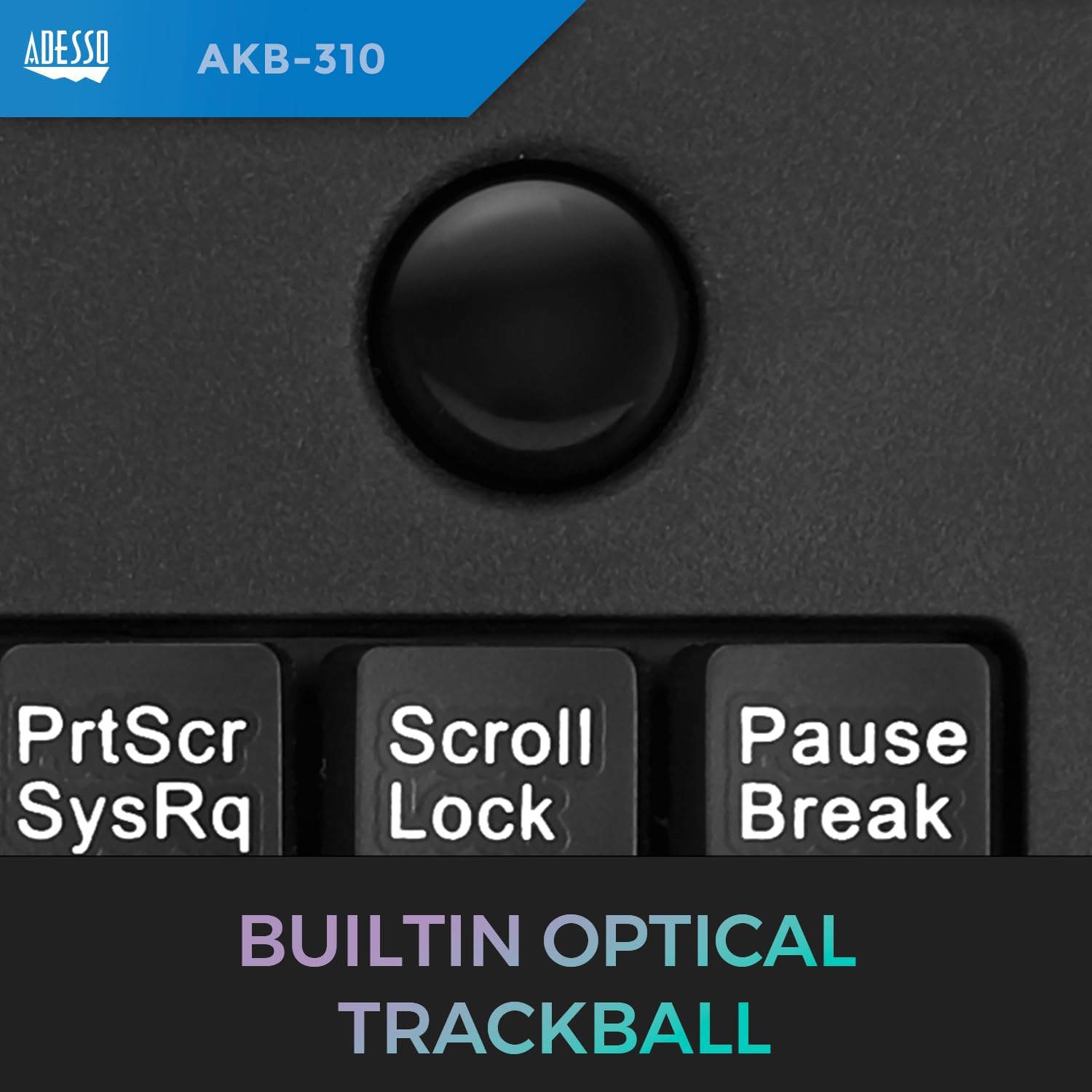 AKB-310UB - Wired USB Mini Trackball USB Keyboard, 87-Key US Layout, Black