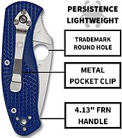 Spyderco Persistence Lightweight Folding Pocket Knife with 2.75 Inch CPM S35VN Steel Blade and Blue FRN Handle - CombinationEdge - C136PSBL