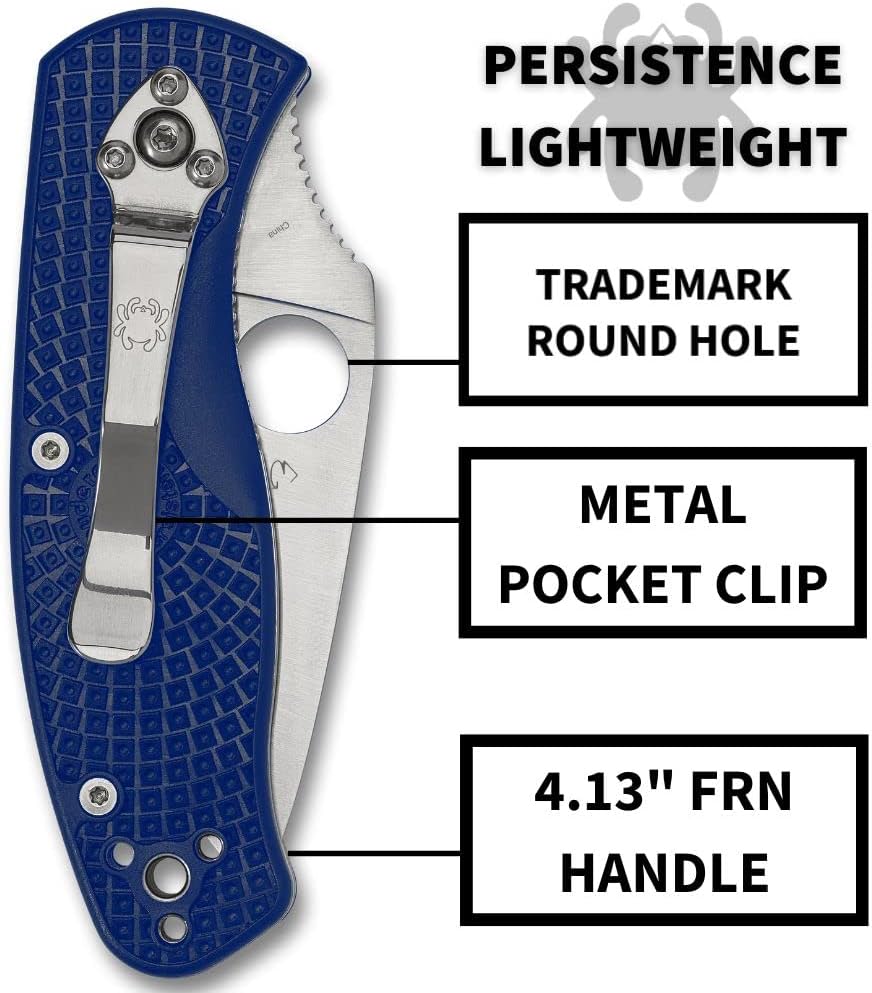 Spyderco Persistence Lightweight Folding Pocket Knife with 2.75 Inch CPM S35VN Steel Blade and Blue FRN Handle