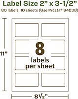 AVERY EcoFriendly Matte White Recycled Rectangle Labels, 2 x 3.5, Print-to-The-Edge, Permanent Adhesive