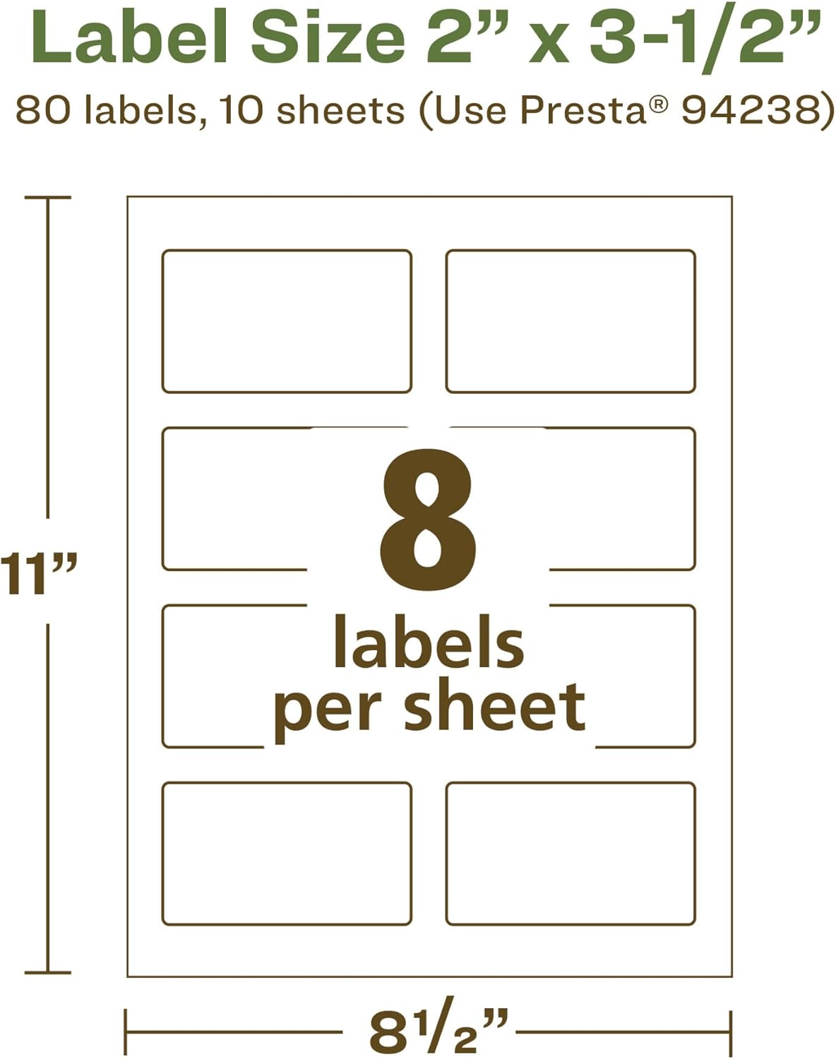 AVERY EcoFriendly Matte White Recycled Rectangle Labels, 2 x 3.5, Print-to-The-Edge, Permanent Adhesive