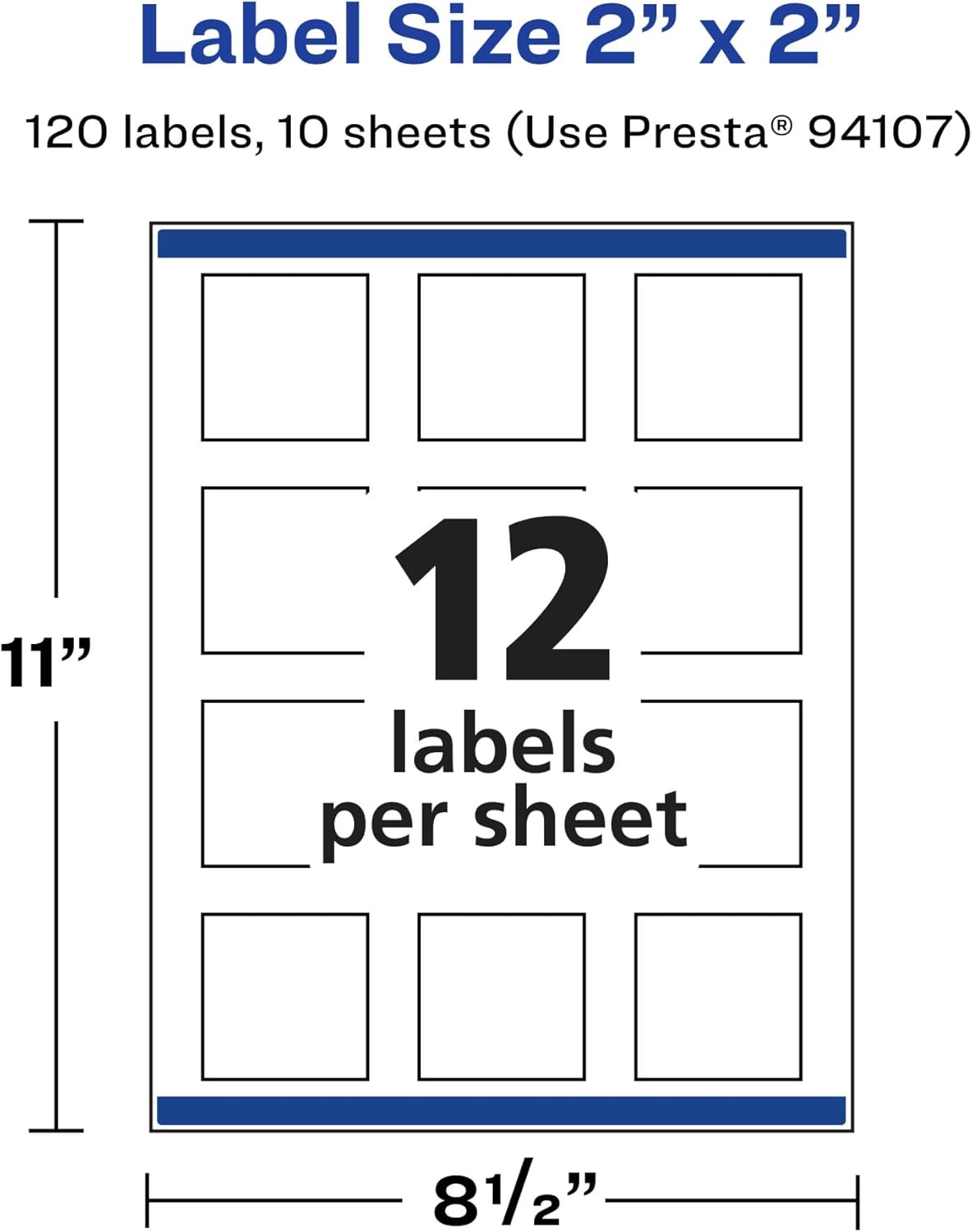 Avery Glossy Clear Square Labels, Sure Feed Technology, 2" x 2", 120 Glossy Clear Labels, Print-to-The-Edge