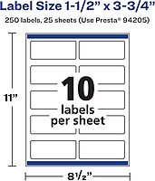 AVERY Durable Waterproof Rectangle Labels, Sure Feed Technology, 1.5 x 3.75
