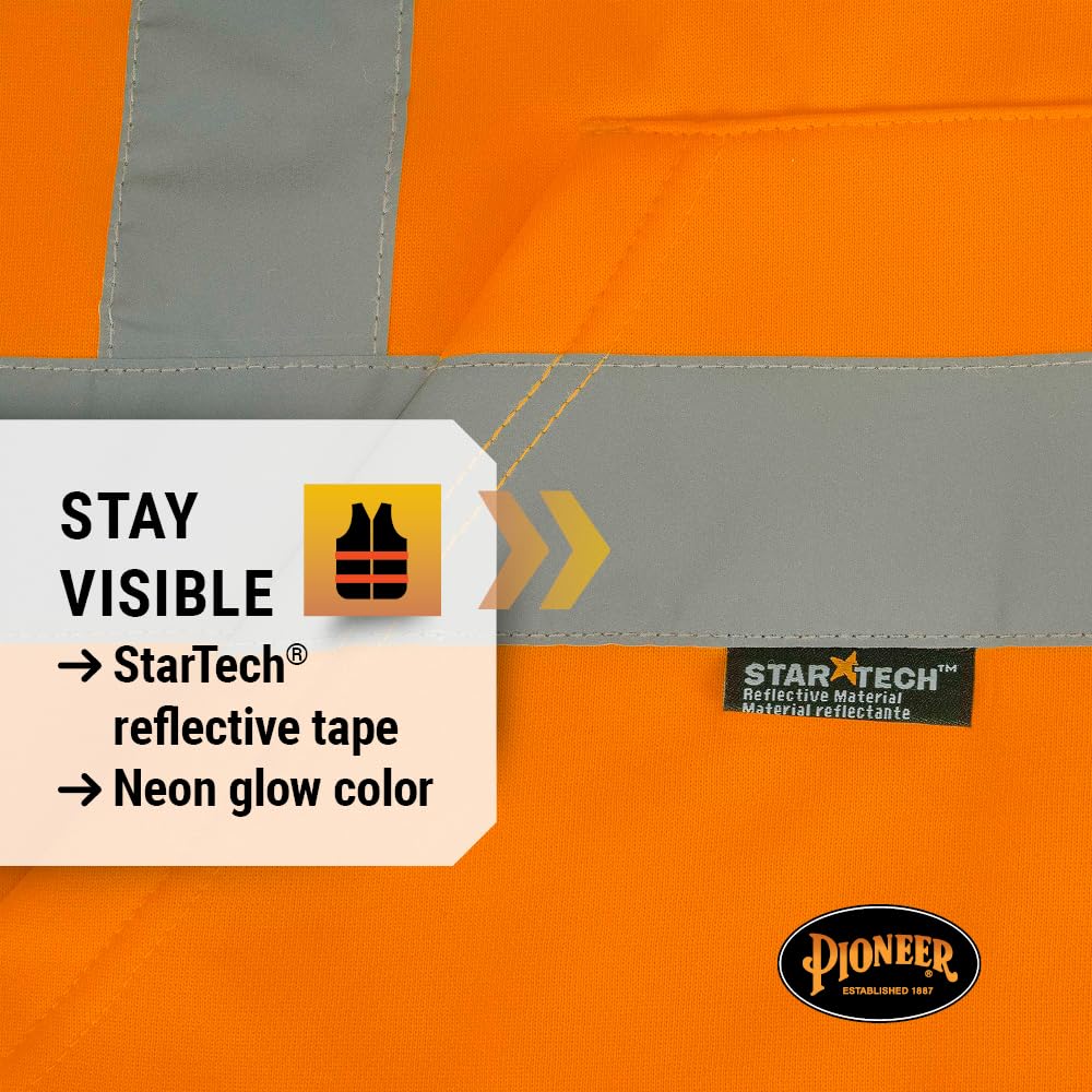 Pioneer High Visibility Safety Hoodie – Reflective Hi Vis Sweatshirt Jacket with Zipper, Pockets – Polyester Fleece