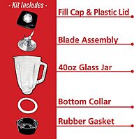 Brentwood P-OST722 Replacement Glass Jar Set, 42 Oz (0.33 Gal), 6-Piece, Clear, Fits Oster Blenders