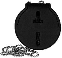 PERFECT FIT SHIELD WALLETS Round Belt Clip Badge Holder with Pocket and Chain