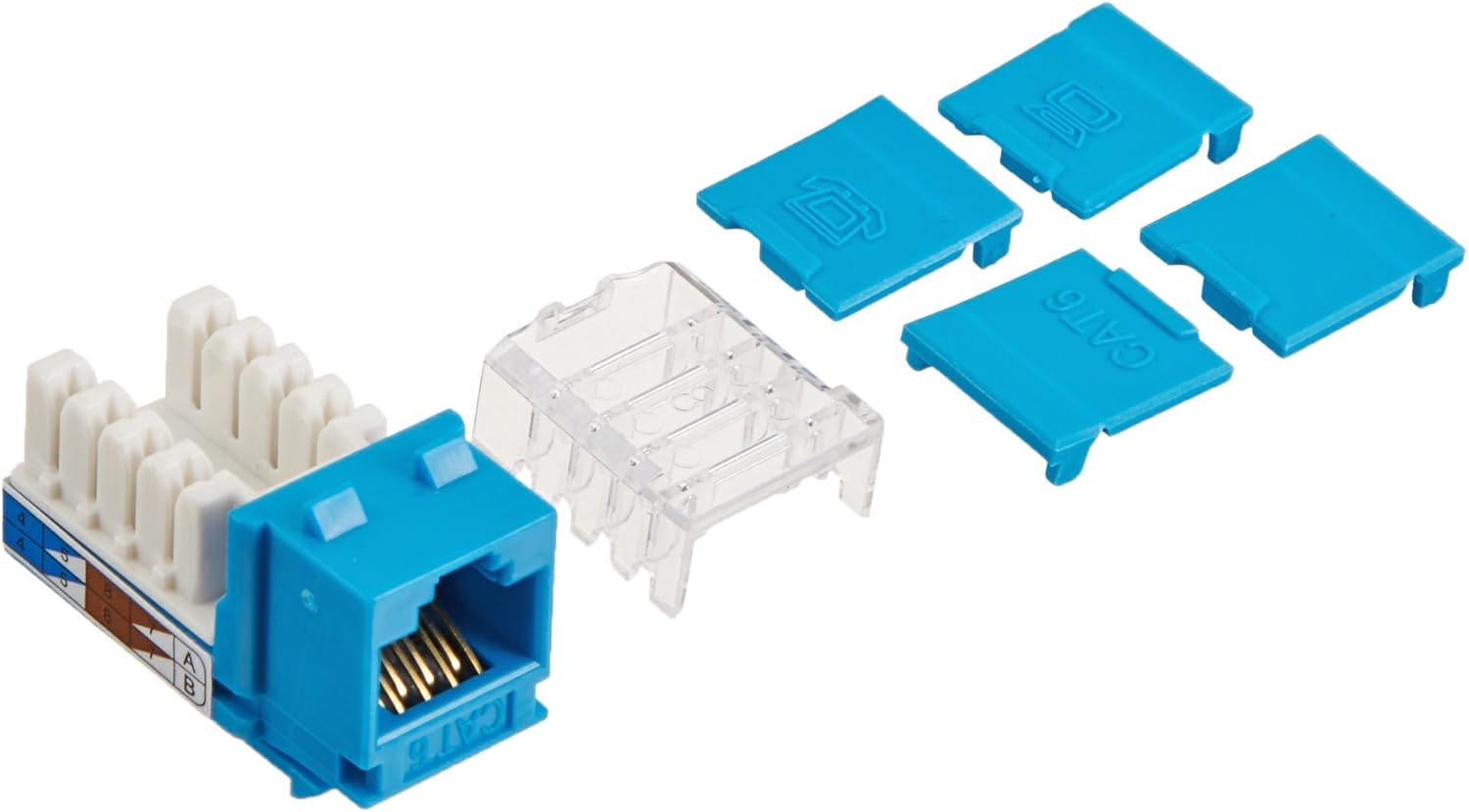 C2G Legrand Cat6 Keystone Jack 90, Blue Unshielded Cat 6 Keystone with RJ45 Keystone Jack for Keystone Insert, 1 Count