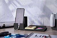 Bostitch Office Konnect Charging Station Desk Organizer Base, USB Phone Stand Compatible with Cell Phones & Tablets, Black