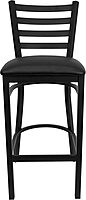 Flash Furniture Hercules Series Ladder Back Metal Restaurant Barstool, Modern Upholstered Armless Bar Height Chair for Restaurants and Kitchens, Black Black Vinyl Seat/Black Metal Frame Set of 1