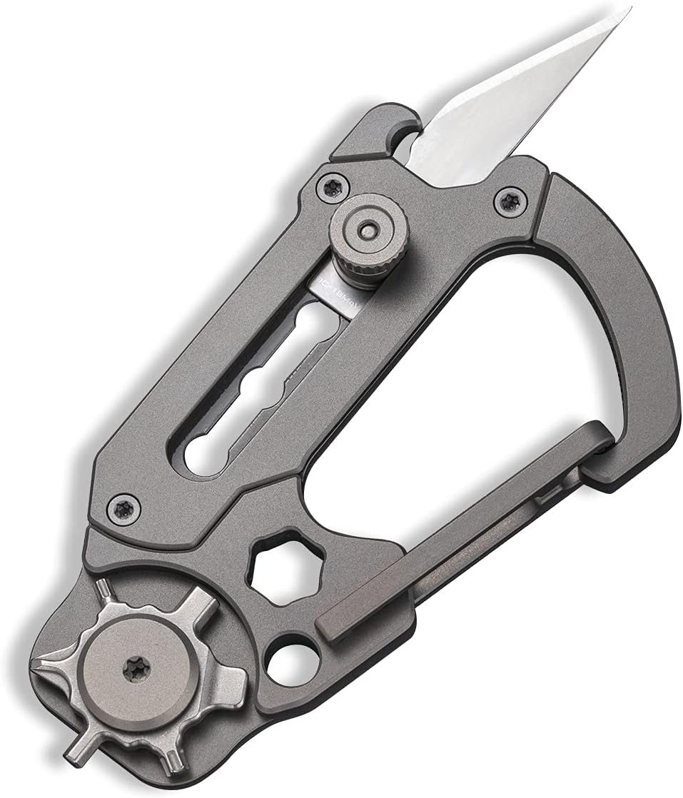 CIVIVI Polymorph Titanium Carabiner Multi-Tool with Utility Blade, Bottle Opener and Screwdriver