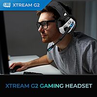 ADESSO Xtream Gaming Headset with 50 mm Drivers, Noise Cancelling Microphone and LED Lighting