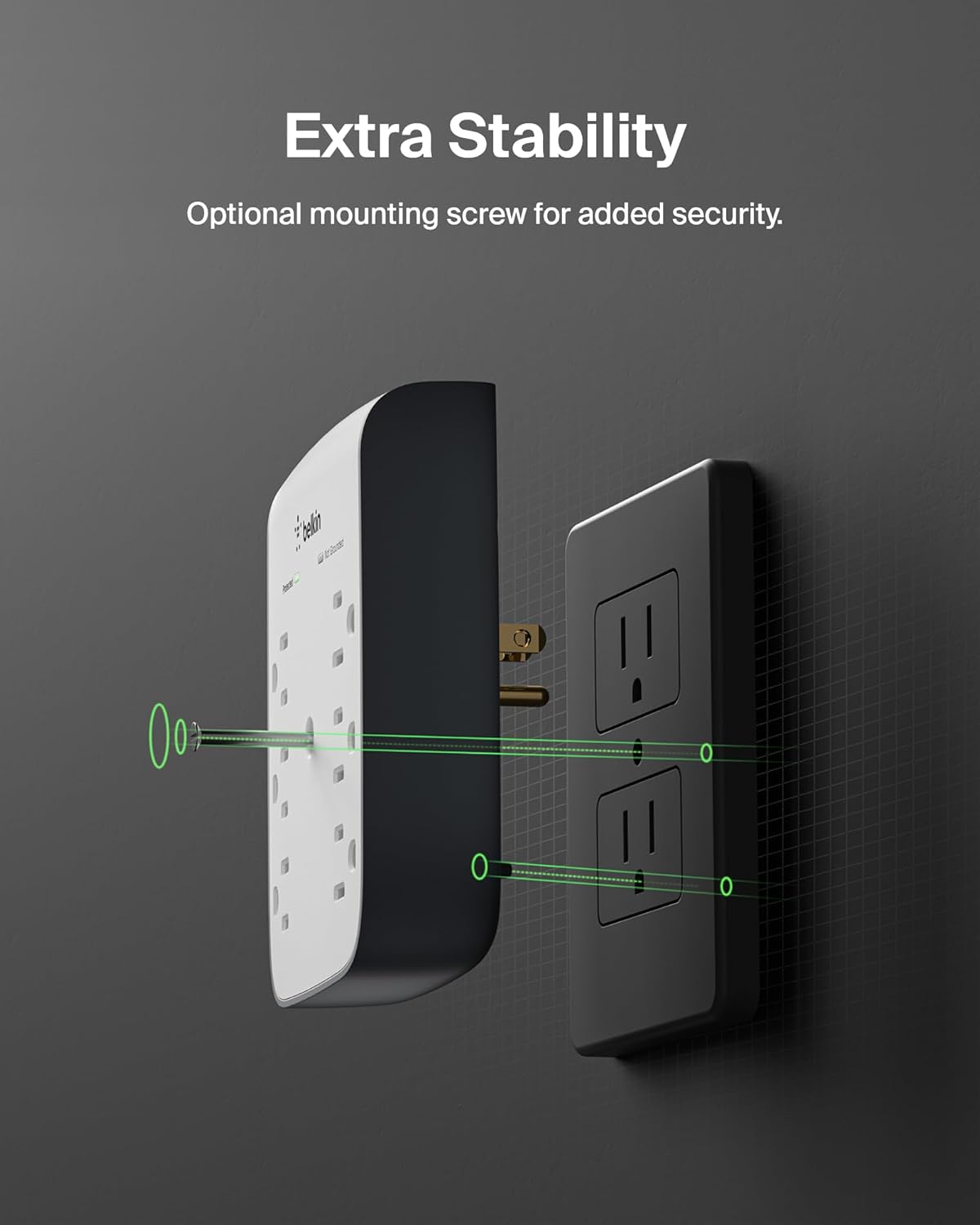 Belkin 6-Outlet Wall Surge Protector w/ 2 USB-A Ports, Wall-Mountable - 900 Joules