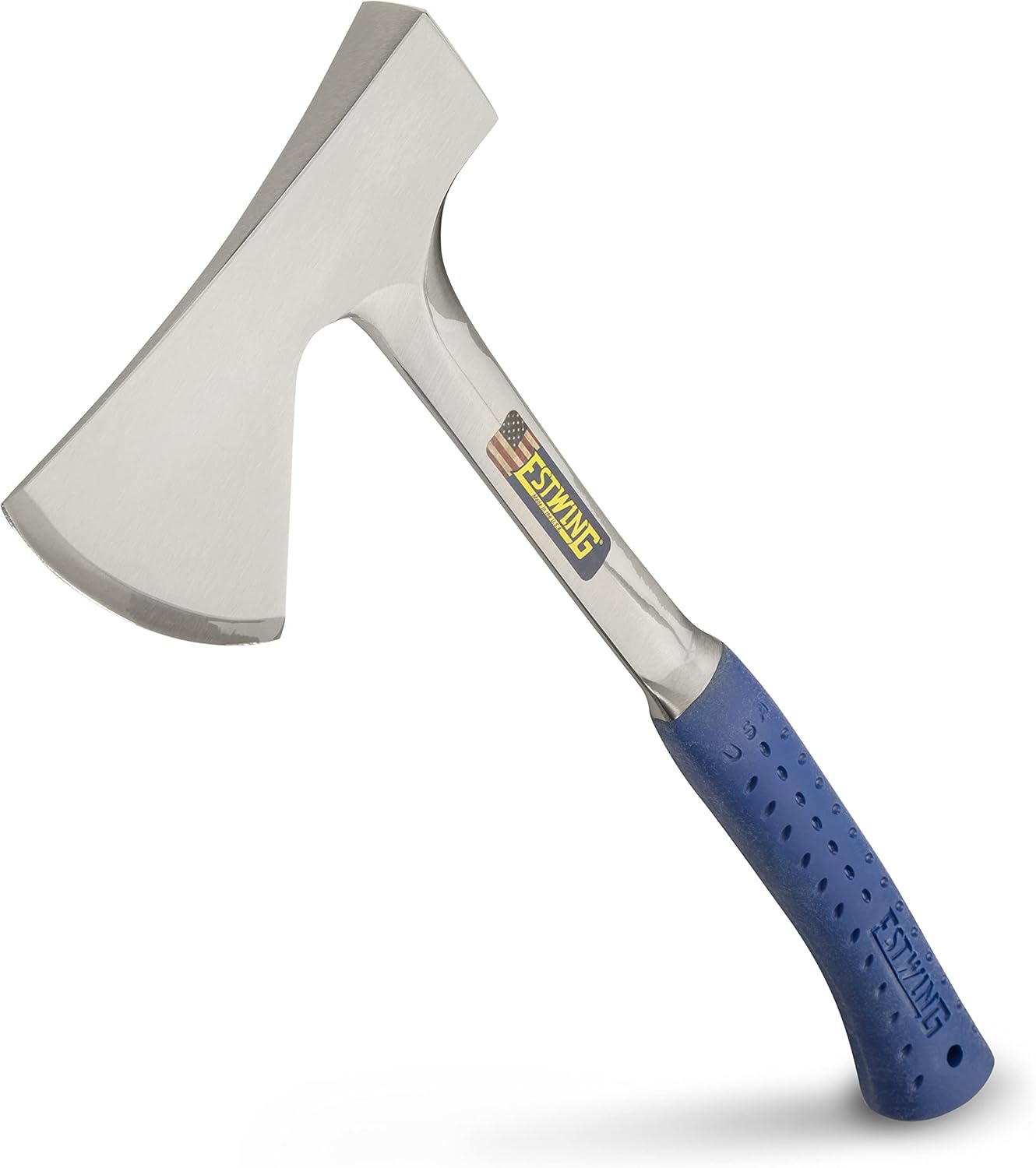 ESTWING Camper's Axe - 16" Hatchet with Forged Steel Construction & Shock Reduction Grip - E44A 16" Blue