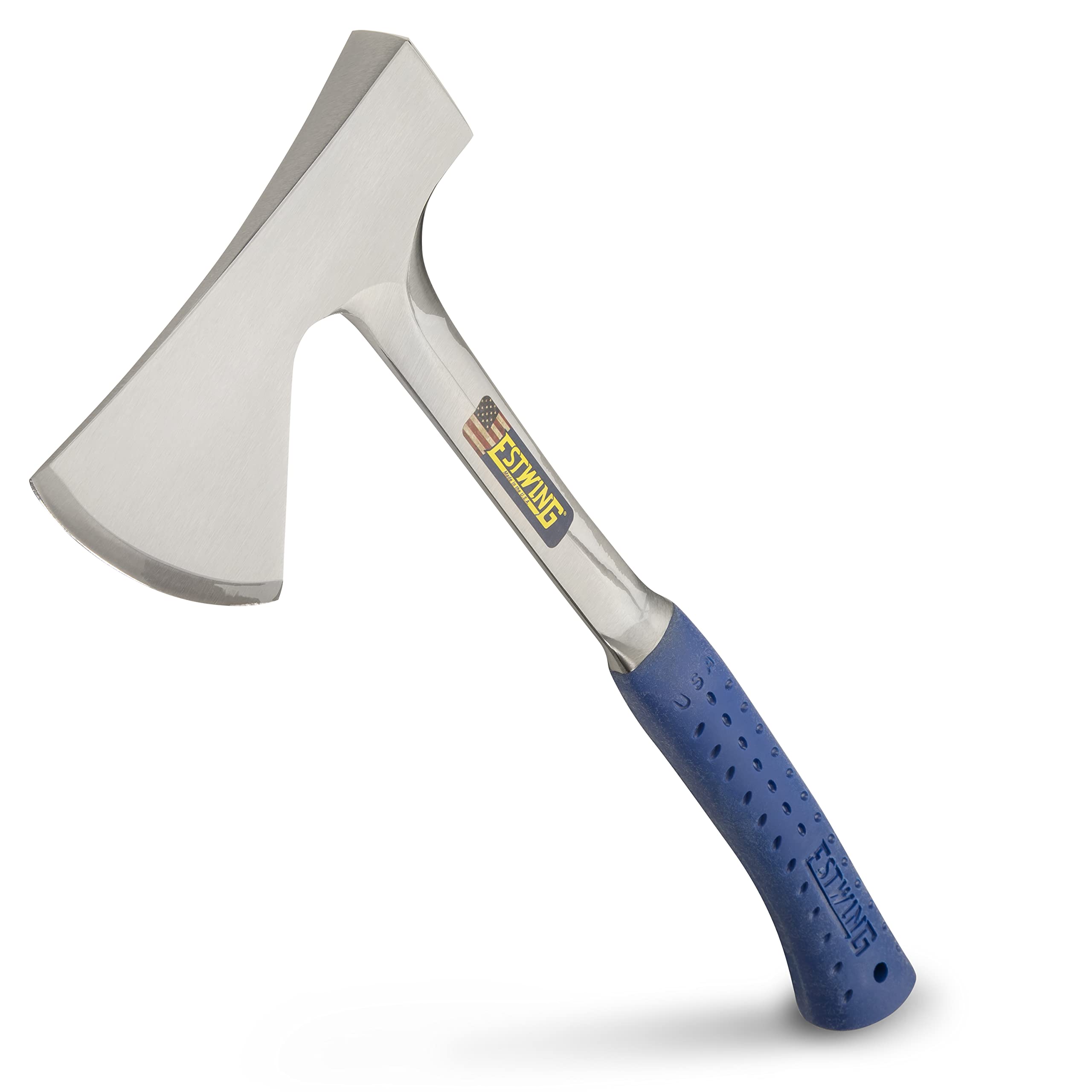ESTWING Camper's Axe - 16" Hatchet with Forged Steel Construction & Shock Reduction Grip - E44A 16" Blue