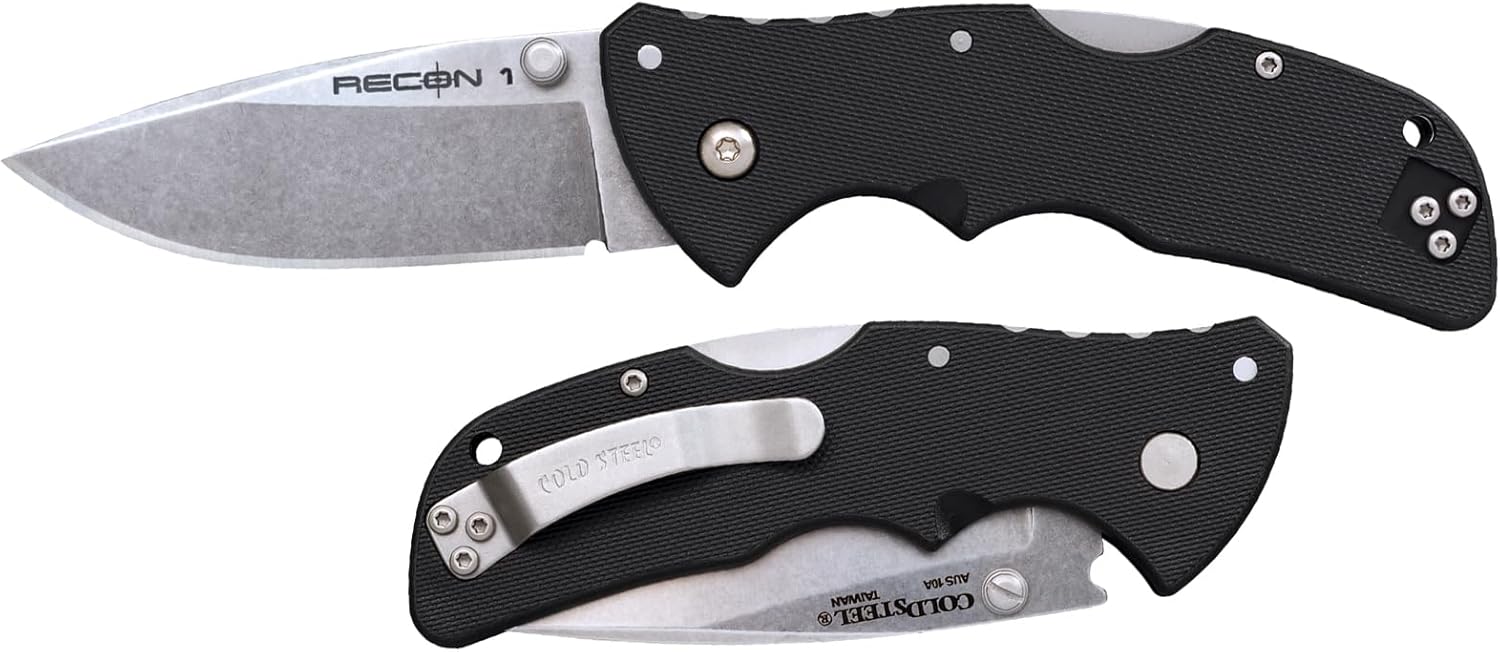 Cold Steel Mini Recon 1 3" AUS10A Folding Knife with 4" GFN Handle & Tri-Ad Lock