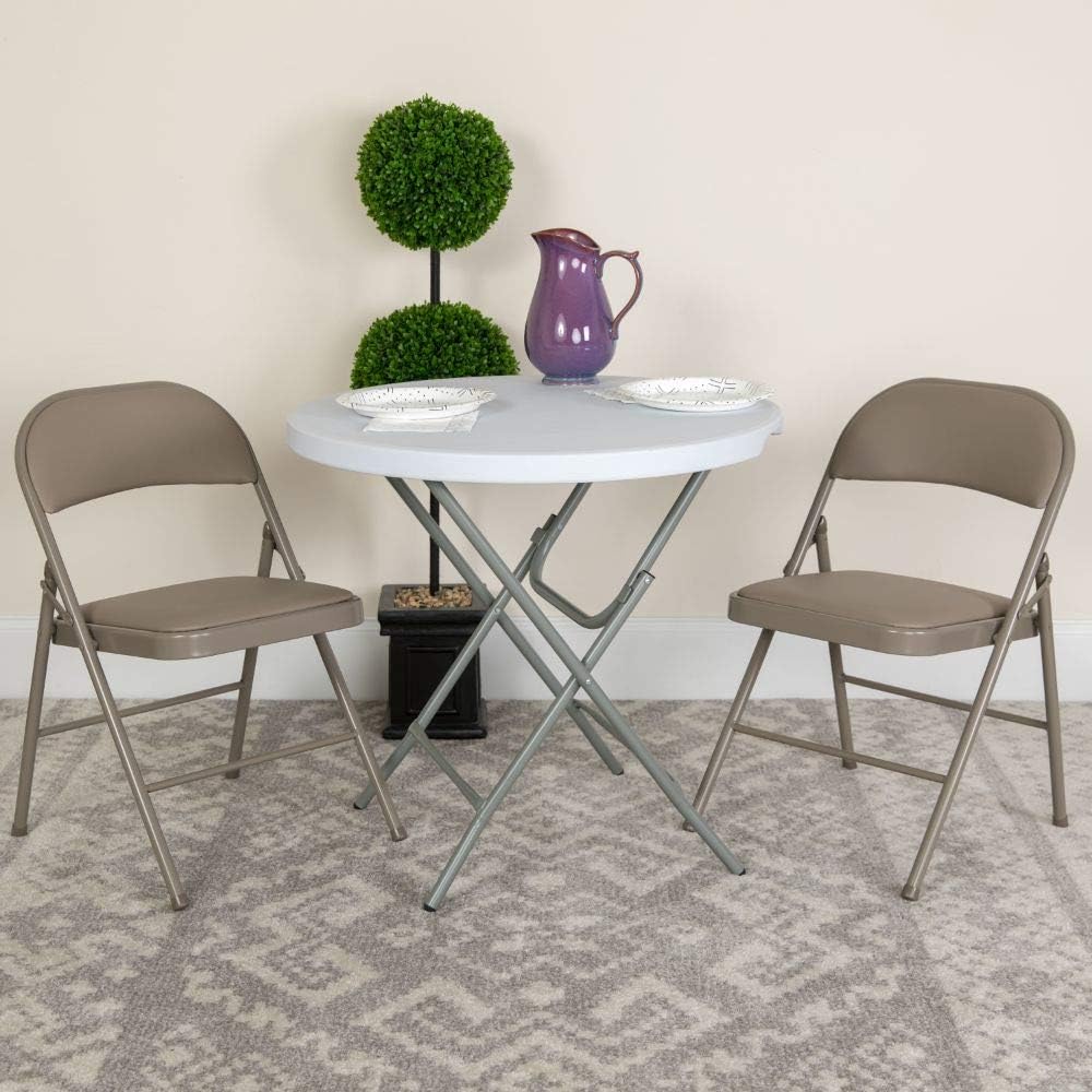 Flash Furniture 4 Pack HERCULES Series Double Braced Gray Vinyl Folding Chair Grey Set of 4
