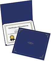 Oxford Linen-finish Certificate Holders - Letter - 8 1/2in x 11in Sheet Size - Linen - Dark Blue - 5 / Pack