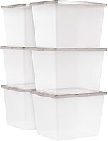 IRIS USA 36 Quart Snap Top Plastic Storage Bin, 6 Pack
