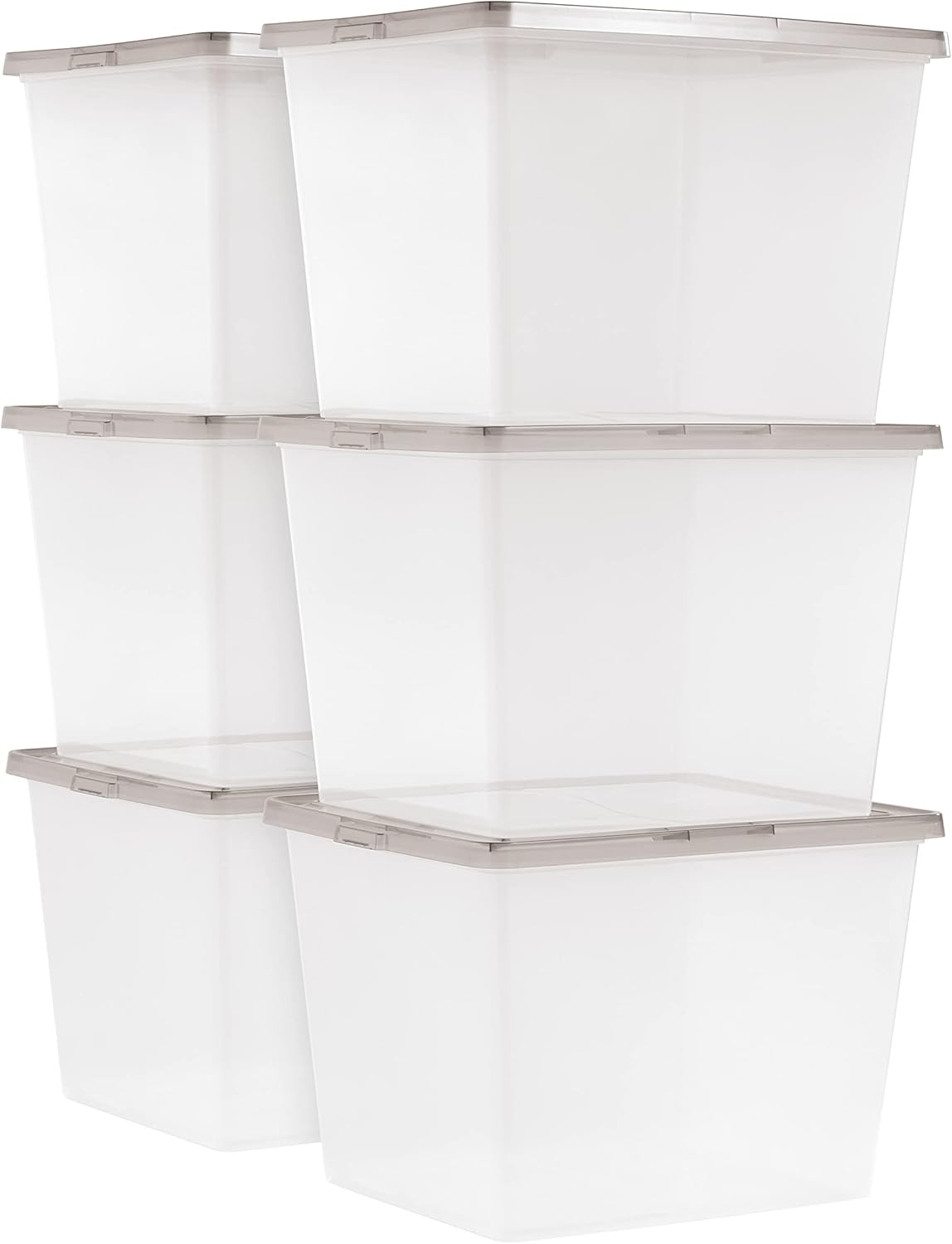 IRIS USA 36 Quart Snap Top Plastic Storage Bin, 6 Pack