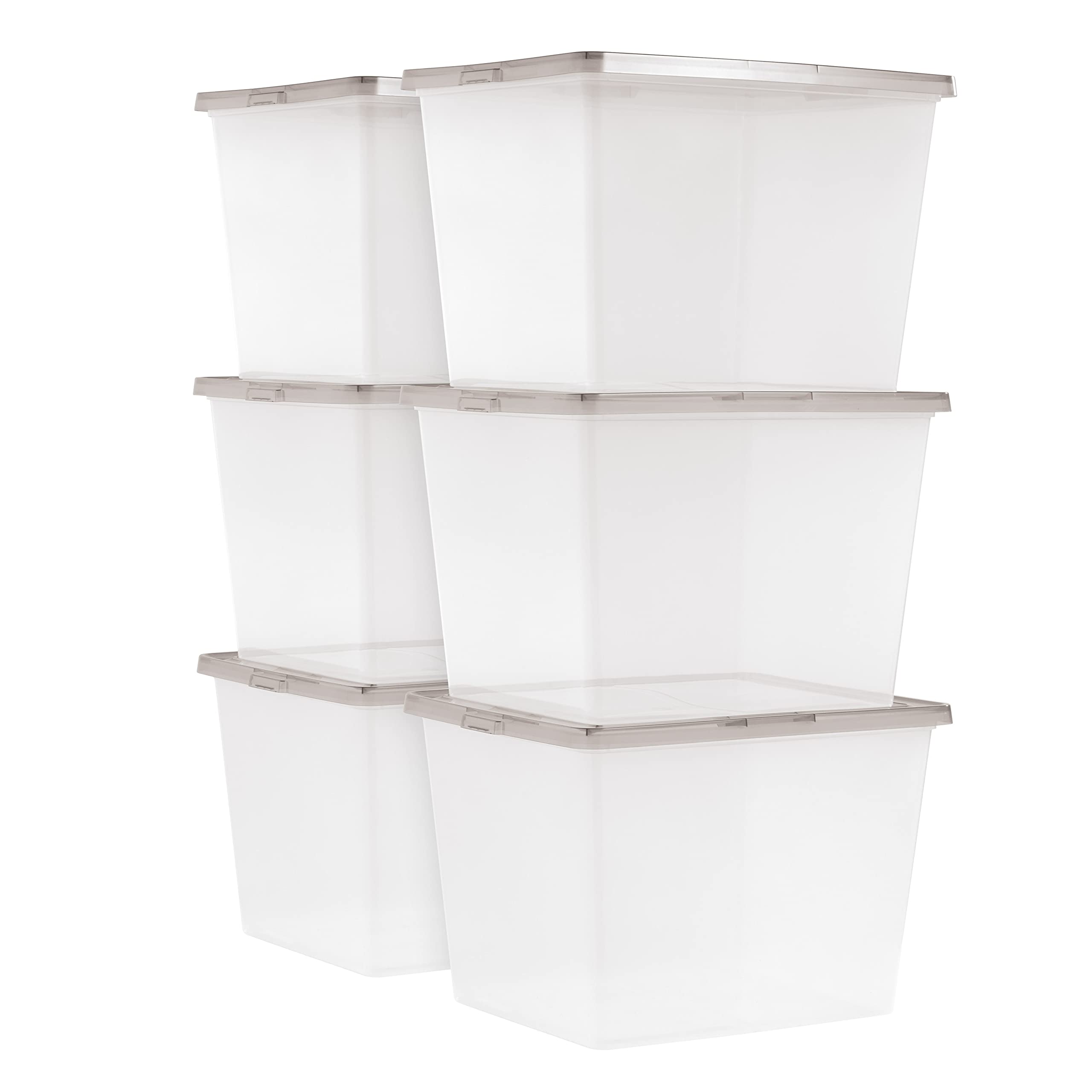 IRIS USA 36 Quart Snap Top Plastic Storage Bin, 6 Pack
